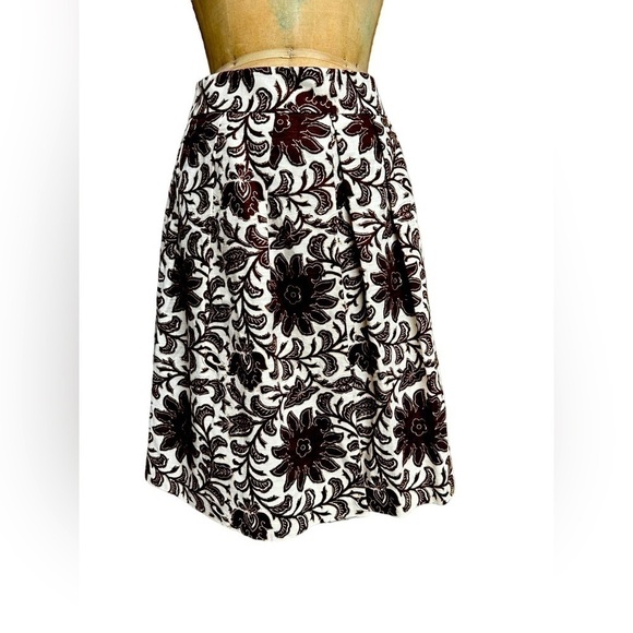 Talbots linen brown and cream floral A-line skirt size 10 - Picture 1 of 6